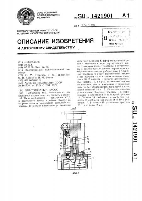 Пластинчатый насос (патент 1421901)