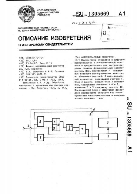 Функциональный генератор (патент 1305669)