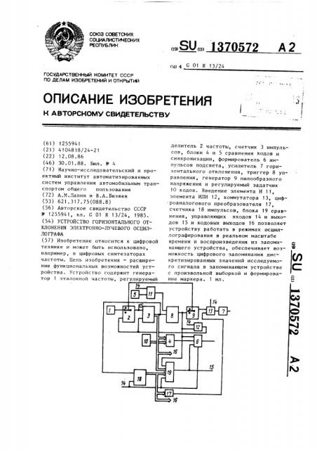 Устройство горизонтального отклонения электронно-лучевого осциллографа (патент 1370572)