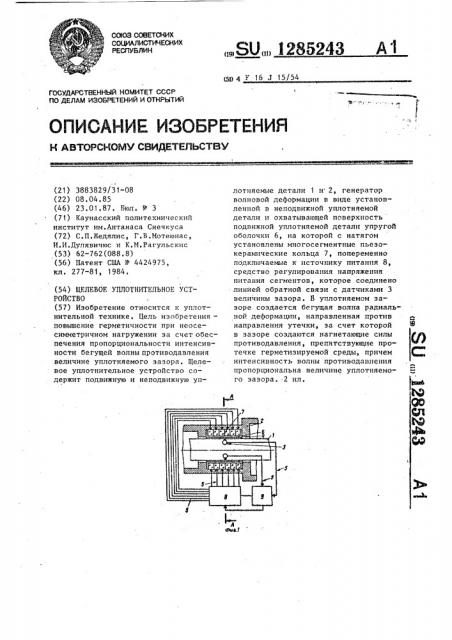 Щелевое уплотнительное устройство (патент 1285243)