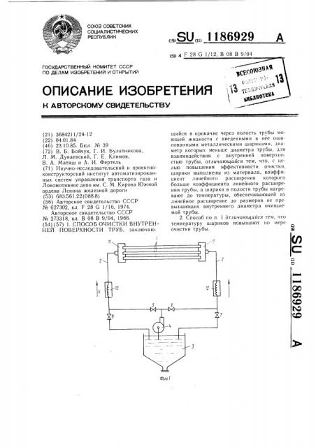 Способ очистки внутренней поверхности труб (патент 1186929)