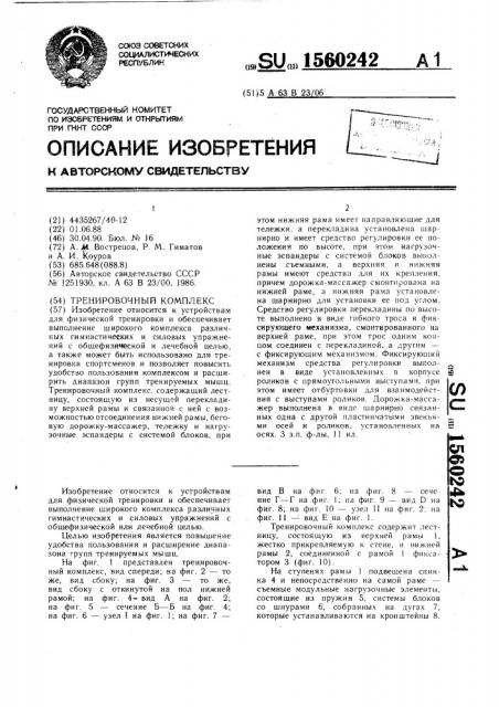 Тренировочный комплекс (патент 1560242)