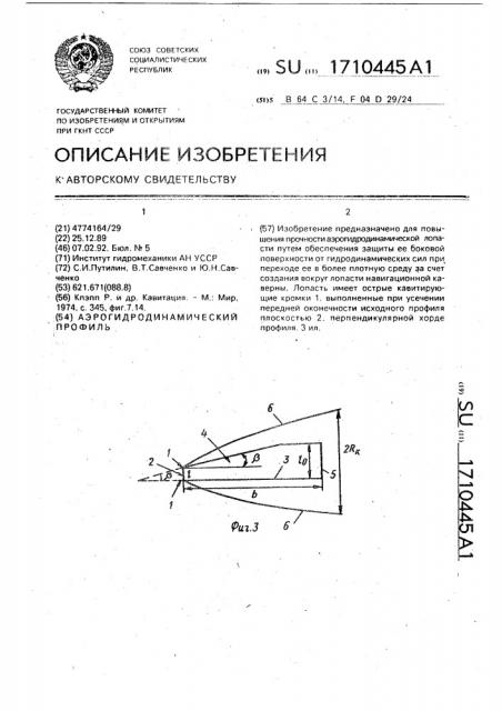 Аэрогидродинамический профиль (патент 1710445)