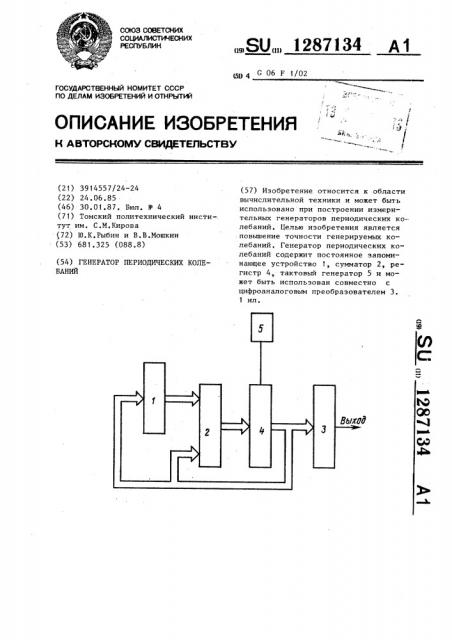 Генератор периодических колебаний (патент 1287134)