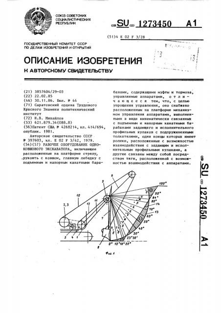 Рабочее оборудование одноковшового экскаватора (патент 1273450)