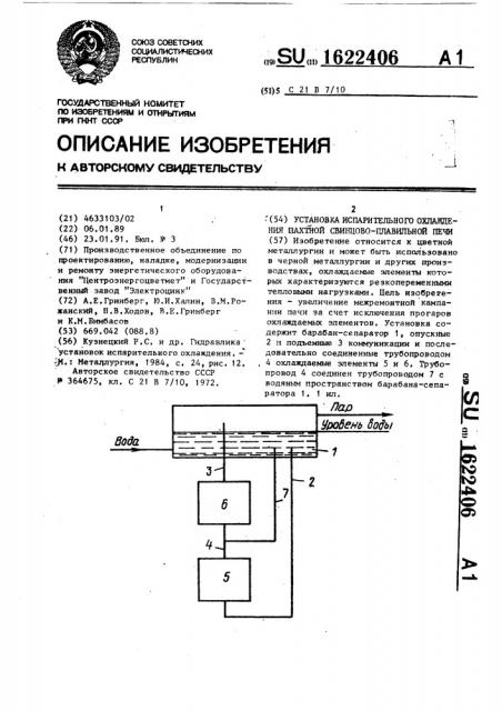 Установка испарительного охлаждения шахтной свинцовоплавильной печи (патент 1622406)