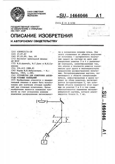 Устройство для измерения амплитуды угловых колебаний (патент 1464046)