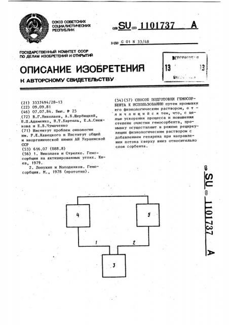 Способ подготовки гемосорбента к использованию (патент 1101737)