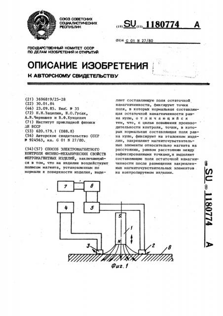 Способ электромагнитного контроля физико-механических свойств ферромагнитных изделий (патент 1180774)