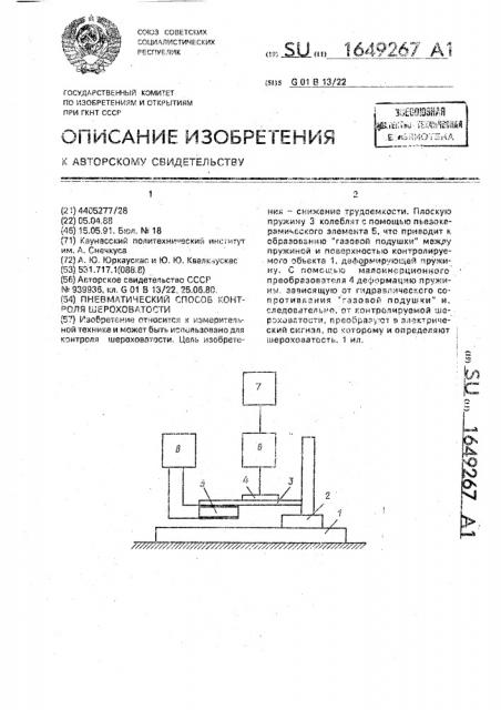 Пневматический способ контроля шероховатости (патент 1649267)