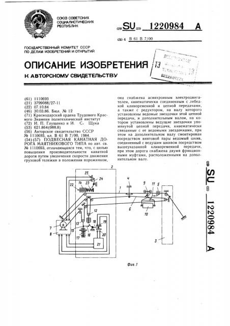 Подвесная канатная дорога маятникового типа (патент 1220984)