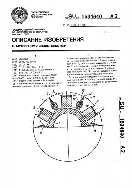 Ротор электрической машины (патент 1534640)