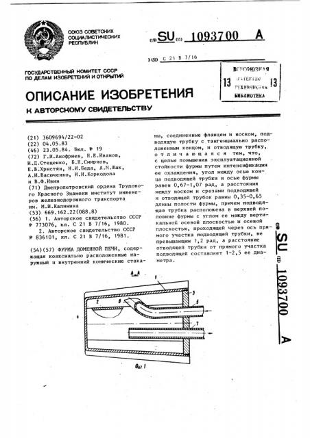 Фурма доменной печи (патент 1093700)