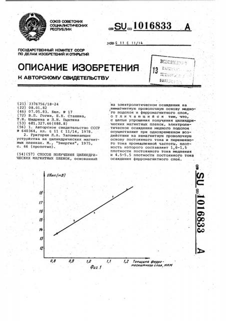 Способ получения цилиндрических магнитных пленок (патент 1016833)