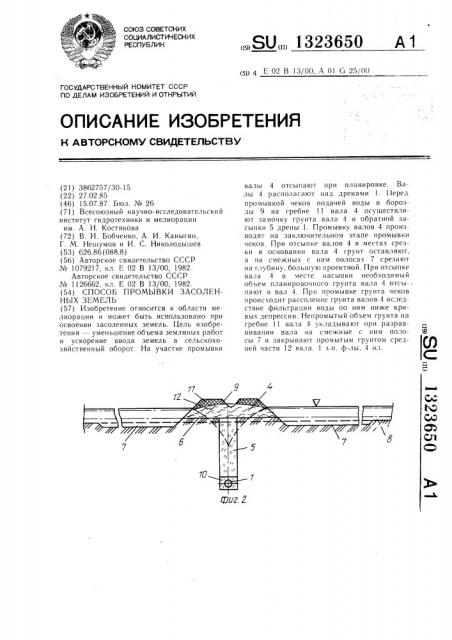 Способ промывки засоленных земель (патент 1323650)