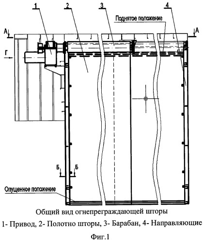 Огнепреграждающая штора (патент 2559559)