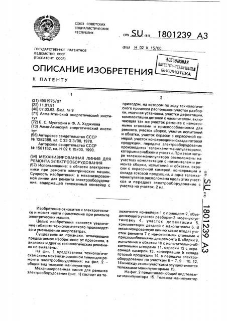 Механизированная линия для ремонта электрооборудования (патент 1801239)