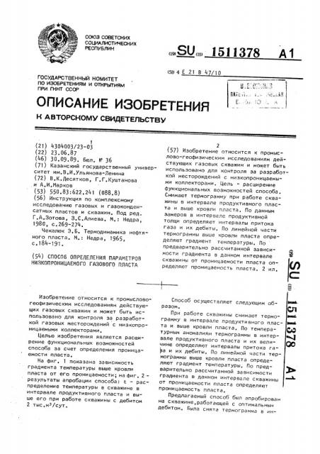 Способ определения параметров низкопроницаемого газового пласта (патент 1511378)