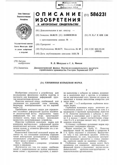 Глубинная кольцевая марка (патент 586231)