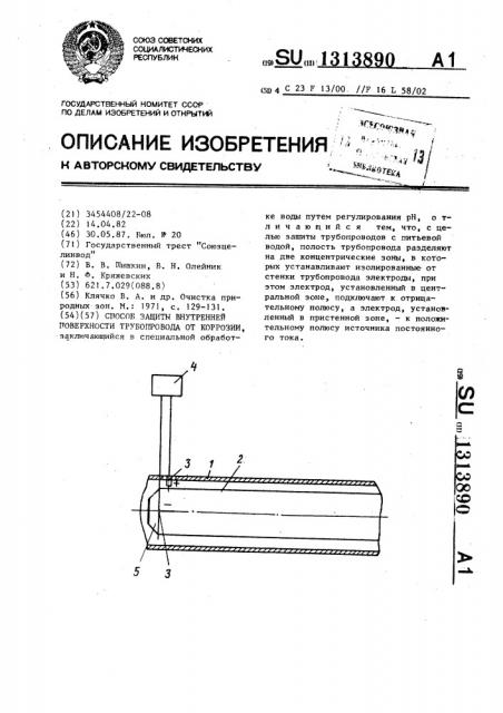 Способ защиты внутренней поверхности трубопровода от коррозии (патент 1313890)