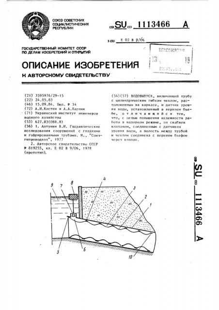 Водовыпуск (патент 1113466)