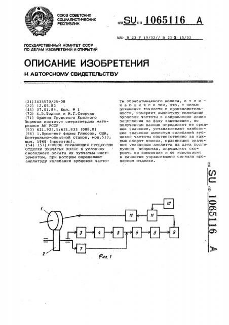 Способ управления процессом отделки зубчатых колес (патент 1065116)