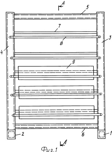 Стеллаж для хранения красочных ящиков (патент 2270749)