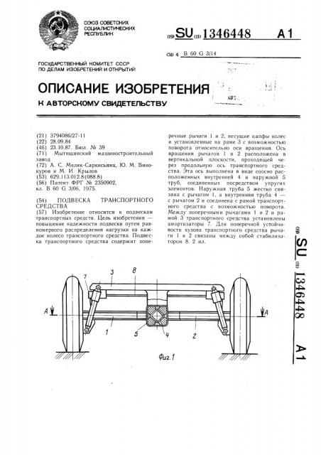 Подвеска транспортного средства (патент 1346448)