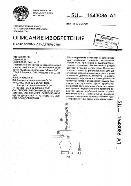 Способ автоматического регулирования размера разгрузочной щели дробилки и устройство для его осуществления (патент 1643086)