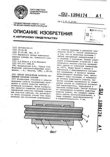 Способ определения качества резиновой изоляции кабелей (патент 1394174)