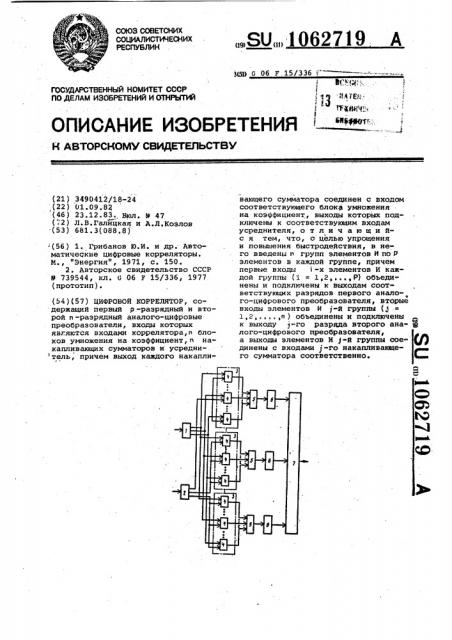 Цифровой коррелятор (патент 1062719)