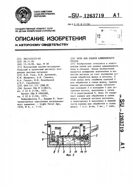 Печь для плавки алюминиевого скрапа (патент 1263719)