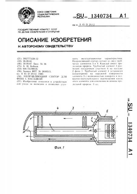 Направляющий сектор для фена с насадкой (патент 1340734)