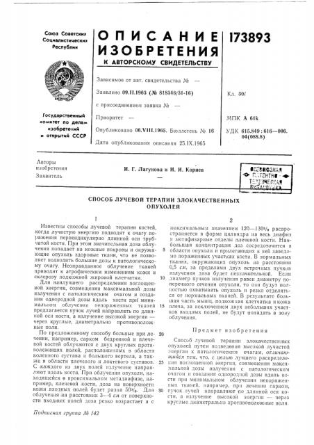 Патент ссср  173893 (патент 173893)