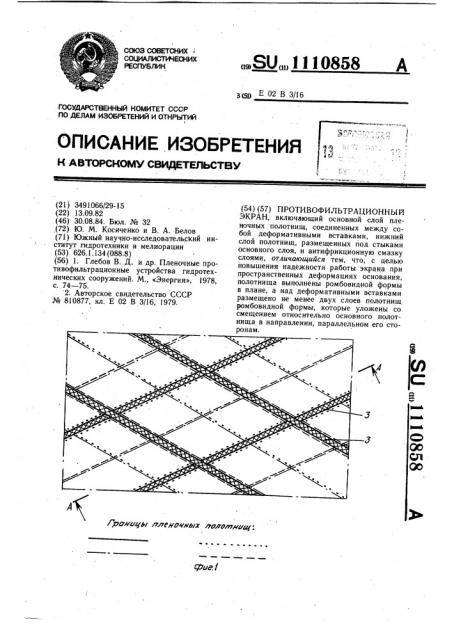 Противофильтрационный экран (патент 1110858)