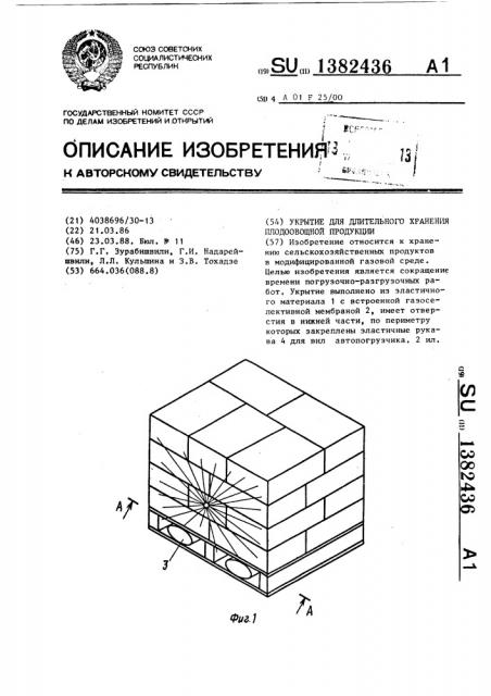 Укрытие для длительного хранения плодоовощной продукции (патент 1382436)