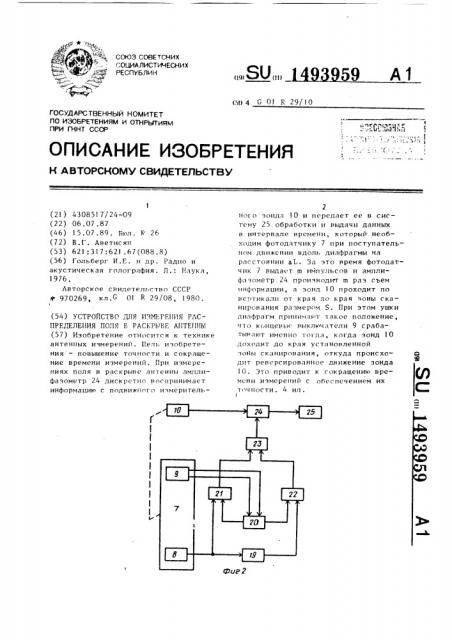 Устройство для измерения распределения поля в раскрыве антенны (патент 1493959)