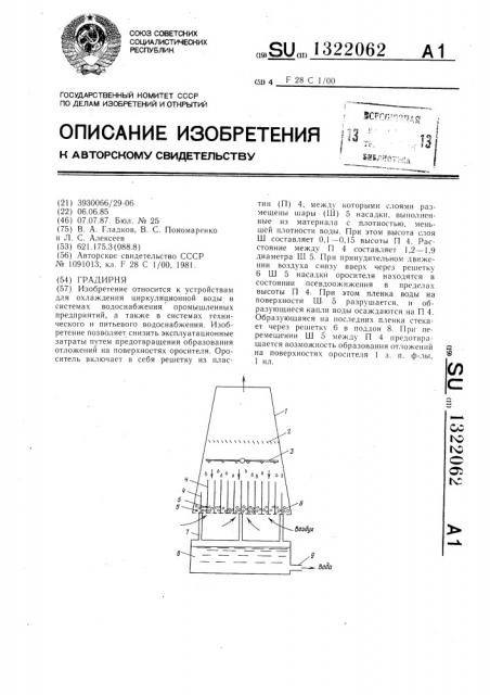 Градирня (патент 1322062)