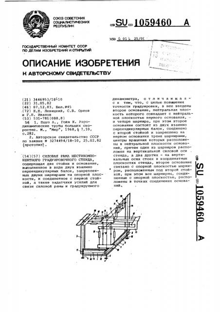 Силовая рама шестикомпонентного градуировочного стенда (патент 1059460)