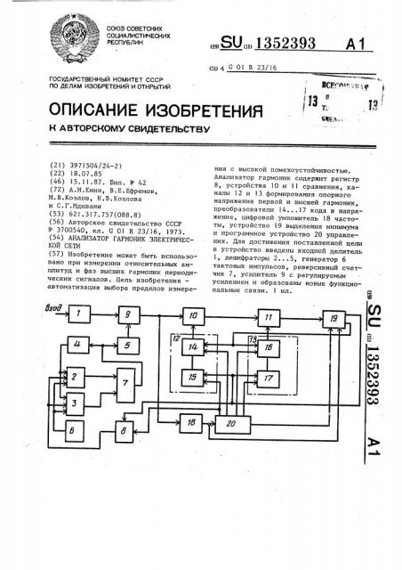 Анализатор гармоник электрической сети (патент 1352393)