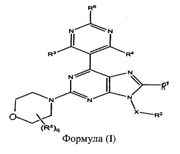 Пиримидинзамещенные производные пурина, фармацевтическая композиция на их основе, способ ингибирования протеинкиназ, способ лечения или профилактики заболеваний, чувствительных к ингибированию протеинкиназ и способ лечения пролиферативных заболеваний (патент 2518098)