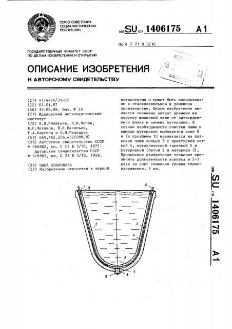 Чаша шлаковоза (патент 1406175)