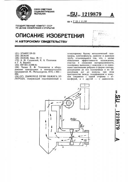 Дымоход печи обжига углерода (патент 1219879)