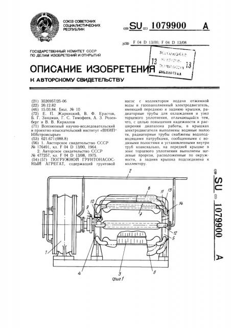 Погружной грунтонасосный агрегат (патент 1079900)