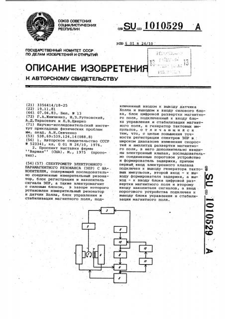 Спектрометр электронного парамагнитного резонанса с накопителем (патент 1010529)