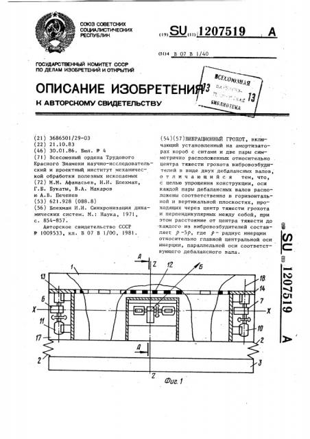 Вибрационный грохот (патент 1207519)