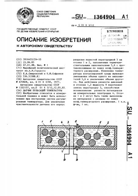 Датчик пульсаций температуры (патент 1364904)