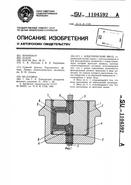 Электрический ввод (патент 1104592)