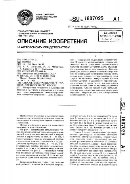 Способ восстановления геркона, отработавшего ресурс (патент 1607025)