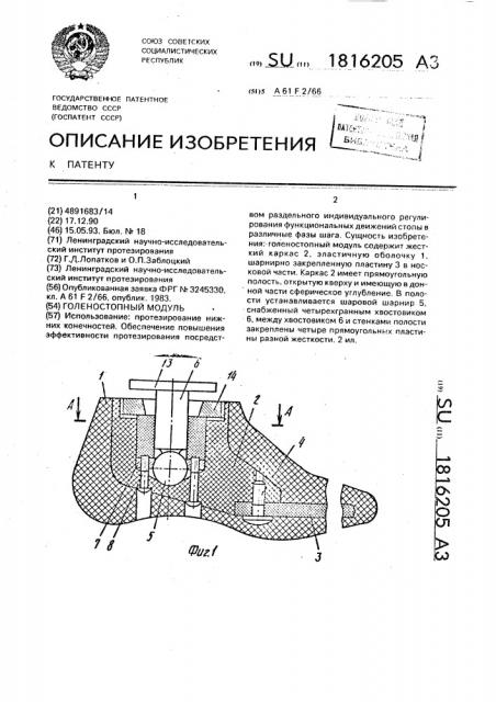 Голеностопный модуль (патент 1816205)